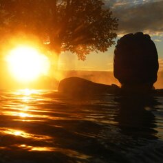 Sonnenuntergang in der Therme